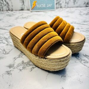 Mustard Platform Espadrille Slides size 6.5